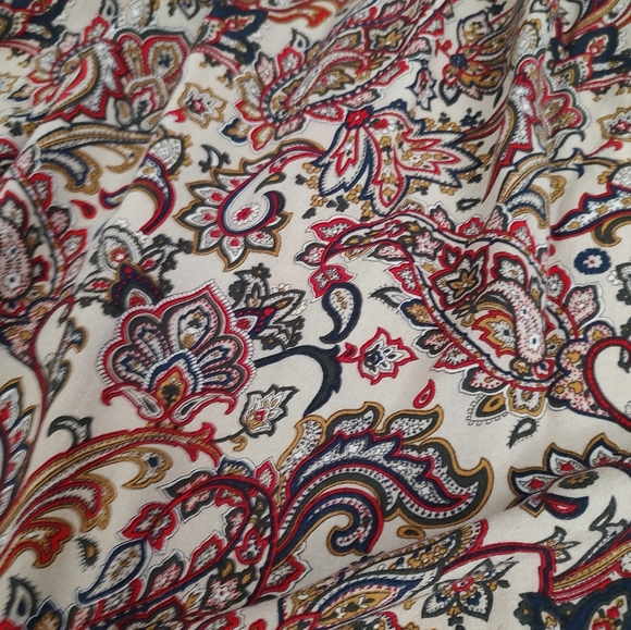Vintage tan and red paisley print pleated skirt - Picture 8 of 9